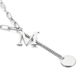 Silver paperclip and link chain necklace featuring a minimalist letter M pendant - Letter M(KN114939-Z)
