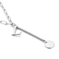 Silver paperclip and link chain necklace with a letter L charm and round metal disc - Letter L(KN114938-Z)