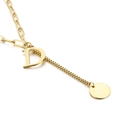 Collar minimalista de acero dorado con colgante letra D y cadena de eslabones clip - Inicial D(KN114956-Z)