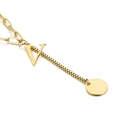 Golden stainless steel necklace featuring a letter V pendant and mixed chain link design - Initial V(KN114974-Z)