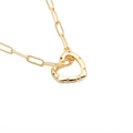 Hip Hop Goldkette mit buntem Zirkon besetztem Herzanhänger und Paperclip-Gliedern - 0168 Herz D (Gold Bunter Edelstein)