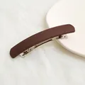 Minimalist matte dark brown hair clip with metal spring base for women's hairstyles - Square Style / Matte Coffee