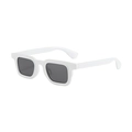 Square white frame sunglasses with dark lenses for men and women minimalist trend style - Solid White Frame Grey Lens