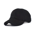 Detail of black baseball cap with fleece texture and corduroy brim for winter warmth - M (56-58cm) / Black