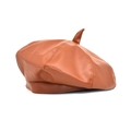 Gorra estilo newsboy vintage en cuero PU marrón con un diseño de punta distintivo - M (56-58cm) / Marrón