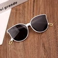 Cat eye children sunglasses with white plastic frame and dark grey polarized lenses - White
