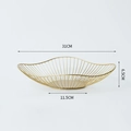 Panier à fruits doré en fil métallique ondulé, bol de rangement moderne de 31cm - Style Feuille de Lotus - Bas / Doré
