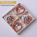 Ornamenti natalizi in legno con pupazzo di neve e casa in colori rosso bianco verde - Ornamenti Corona Pupazzo di Neve e Casa