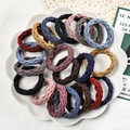 Elastic hair ties in multi-color braided texture, 20-piece set for versatile styling - Geometric / 20 Pieces / Multicolor