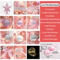 Pink Christmas tree decoration set with ornaments, star topper, and warm LED lights - 1.5m Pink Decoration Set