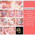 Pink 60cm Christmas tree kit with snowflakes, baubles, bows and warm LED string lights - 0.6m Pink Decoration Set