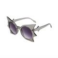 Translucent gray bat-wing shape sunglasses with purple gradient lenses for street fashion - Transparent Grey Frame Gradient Grey Lens