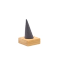Single grey microfiber cone ring display holder with a natural square bamboo base - Grey 1-Finger