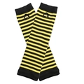 Cosplay long knit arm warmers with black and yellow striped pattern and thumb holes - One Size / Tops / Yellow and Black Striped