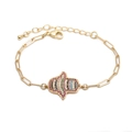 Goldenes Hamsa-Hand-Armband mit bunten Zirkonia und verstellbarer Panzerkette für Damen - Goldene Hand der Fatima