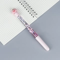 Pink pig cartoon glitter liquid sand pen with sparkly sequins on a spiral notebook - Pink Rod Pig White Hat