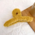 Bright yellow plush shark hair claw clip with soft faux fur texture for women - 11cm / Ginger Yellow