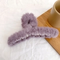Furry purple plush hair claw clip for women in a cozy autumn winter aesthetic design - 11cm / Purple