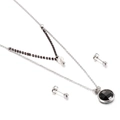 Silver stainless steel jewelry set with black round pendant and white pearl detail - Black Style(KS136453-Z)
