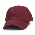 Distressed vintage baseball cap in deep burgundy with ripped holes and soft top - Adjustable / Burgundy