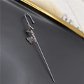 Silver butterfly ear cuff earring with sparkling crystals and long needle hook design - Butterfly Silver