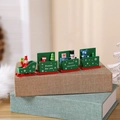 Classic green wooden Christmas train set with Santa, snowman and gift box figurines - Sleigh 4-Section Train / Green