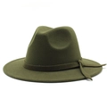 Detail shot of the olive green wool fedora with a matching grosgrain ribbon and side bow - M (56-58cm) / Army Green