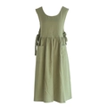 Plus size cotton apron in olive green with side ties and dual large front pockets - Army Green