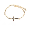 Hip hop gouden Cubaanse schakelarmband met kruishanger en gekleurde zirkoniasteen - B0151 Kruis / Goud/Veelkleurige Zirkonia