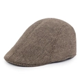 Vintage Schiebermütze mit Fischgrätmuster in Braun und Schwarz aus Wollmischgewebe - Hellkhaki Fischgrätenmuster