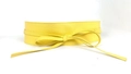 Minimalist wide yellow waist belt in soft lychee texture with wrap-around bow tie - Yellow
