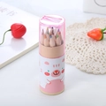 Lot de 12 crayons de couleur en tube rose motif ours avec taille-crayon - 12 Couleurs Tube-Rose / Ours Rose
