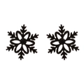 Minimalist black snowflake stud earrings with intricate hollow cutouts in stainless steel - 310 Snowflake / Black