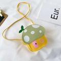 Borsa a tracolla in PU a forma di fungo giallo e verde con pois bianchi per bimbi - Verde