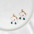 Ciondoli a forma di unicorno in smalto colorato con bordo dorato per gioielli - Unicorno Seduto / 23mmx29.5mm