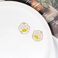 Cute white enamel cat paw pendants with golden metal edges and colorful pads - 20*21mm / White Cat Paw