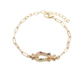 Adjustable golden horseshoe bracelet with colorful micro-inlaid cubic zirconia stones - Horseshoe Style