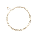 Close-up of golden stainless steel paperclip chain with lobster clasp and adjustable link - Necklace Only (YN650-G)