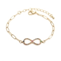 Gold-plated infinity bracelet with colorful cubic zirconia and paperclip chain link - Infinity 8 / Gold