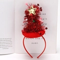Diadema de árbol de Navidad en terciopelo rojo con estrella dorada y detalles brillantes - Rl520-2 Árbol Rojo Sin Luz