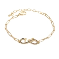 Gold Cuban link bracelet featuring colorful zircon infinity symbol and Love charm - Gold Infinity LOVE