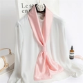 Elegant white blouse featuring a soft pink satin narrow scarf accessory for women - Light Pink