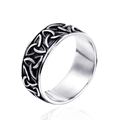 Anillo vikingo de acero inoxidable con nudo celtico Triquetra en acabado de plata antigua - US 7 / Estilo de Acero 4