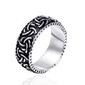 Anillo ancho de vikingo nórdico vintage en acero inoxidable con nudo de Triquetra - US 7 / Estilo de Acero 1