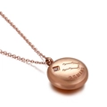 Rose gold Gemini zodiac necklace featuring engraved pendant and sparkling cubic zirconia - Gemini (KN89773-KFC)