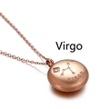Rose gold Virgo zodiac pendant necklace with sparkling crystal and fine link chain - Virgo (KN89779-KFC)