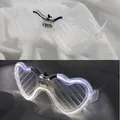 Wireless heart-shaped LED shutter glasses with blue glowing mode for party events - Heart Shutter / White