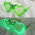 Green LED glowing heart-shaped shutter glasses for rave parties and neon events - Heart Shutter / Green