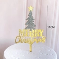 Adorno para tarta de árbol de Navidad brillante dorado y plateado Merry Christmas - 11cm / Estilo Árbol de Navidad Plateado