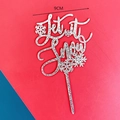 Decoración de pastel Let it snow plateada con purpurina y copos de nieve de 9cm - 9cm / Estilo Copo de Nieve Let It Snow Plateado